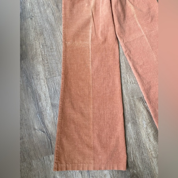 Vintage 70s 80s XS S 24 25 Tan Corduroy Wide Leg Belted Bell Bottoms Pleated - Picture 9 of 16